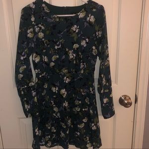 Floral Green Long Sleeve Dress